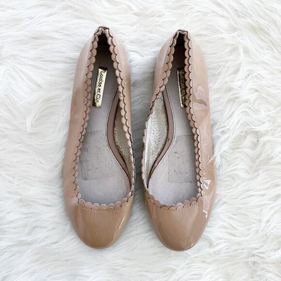 Louise et Cie Caynlee Tan Patent Leather Scallop Edge Ballet Flats - Picture 2 of 9
